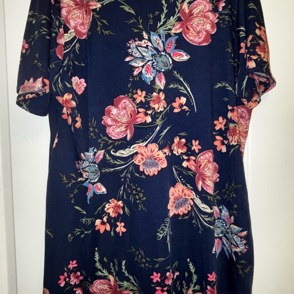 Umgee Black Floral Short Sleeve Blouse | Size L |Boho Chic Tunic Top - Picture 4 of 4